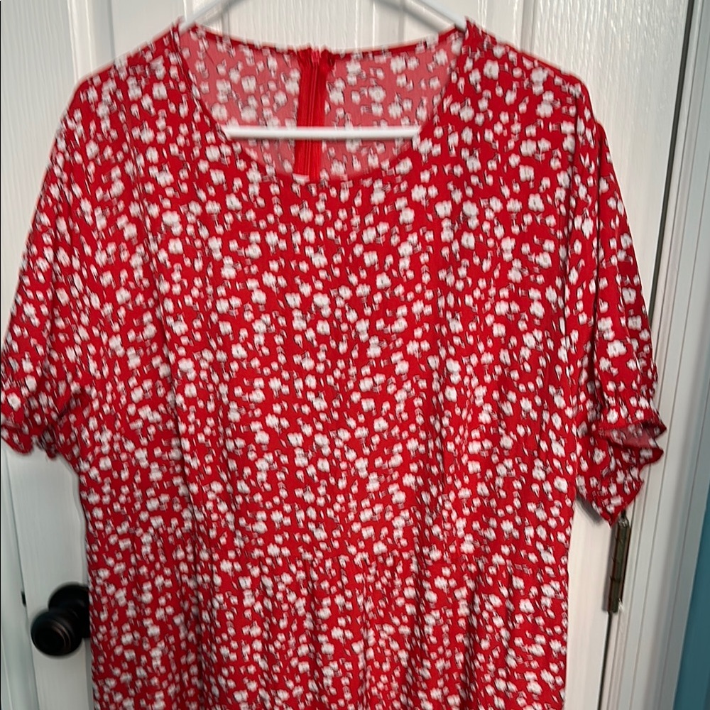SHEIN Red and White Floral Maxi Dress